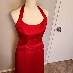 Pinky Red Sheath Dress with Halter Neckline for Cocktail